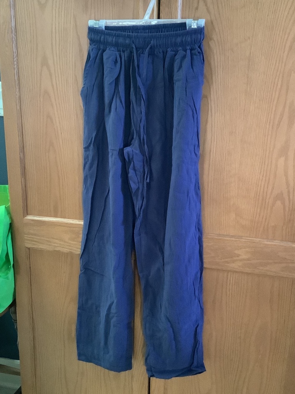 Girls Navy Elastic-Waist Lounge Pants. Faux linen Perfect for summer outings